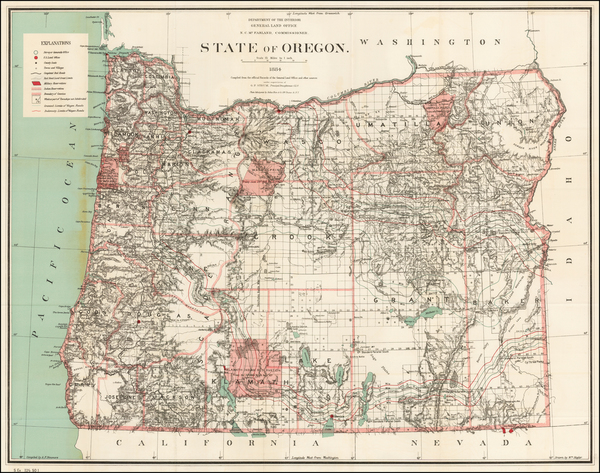 4-Oregon Map By U.S. General Land Office