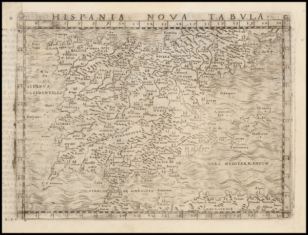 18-Spain and Portugal Map By Giacomo Gastaldi