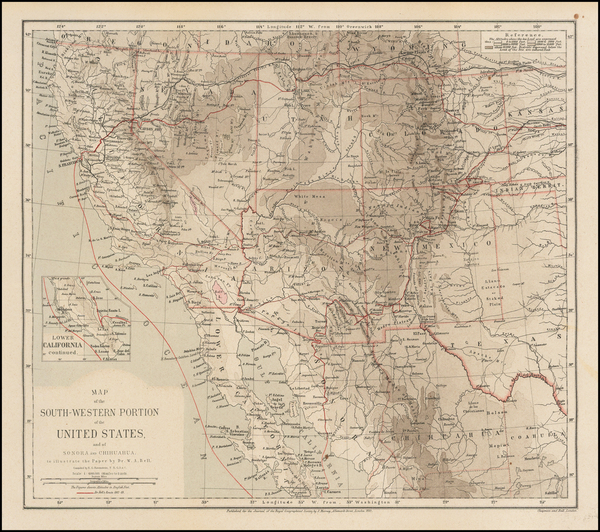 92-Plains, Southwest, Rocky Mountains, Mexico, Baja California and California Map By Royal Geograp