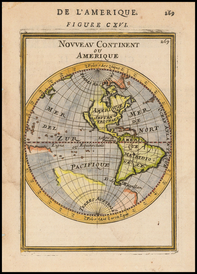 45-Western Hemisphere, California as an Island and America Map By Alain Manesson Mallet