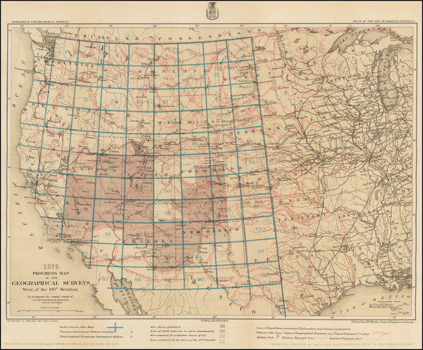 3-United States, Texas, Plains, Southwest, Rocky Mountains and California Map By George M. Wheele