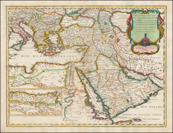 77-Turkey, Mediterranean, Middle East and Turkey & Asia Minor Map By Nicolas Sanson