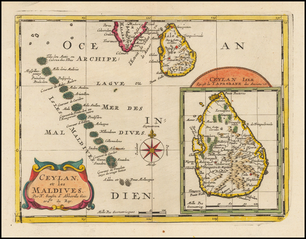 92-India and Other Islands Map By Nicolas Sanson