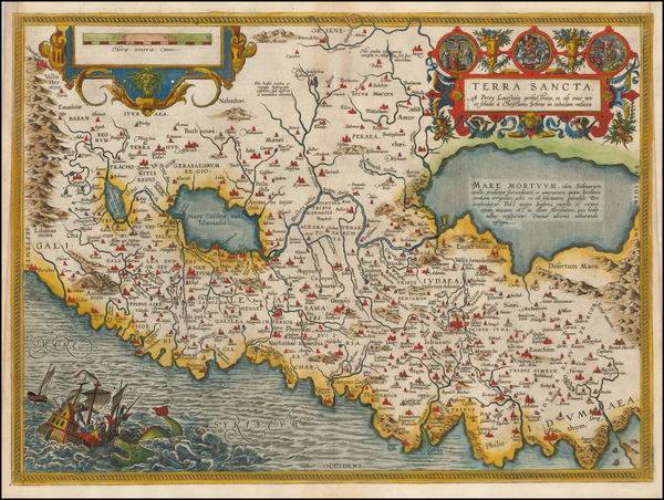 96-Holy Land Map By Abraham Ortelius