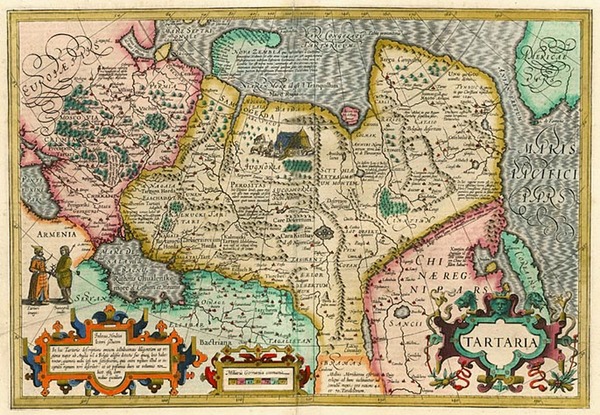 46-Asia, China, Central Asia & Caucasus and Russia in Asia Map By Jodocus Hondius