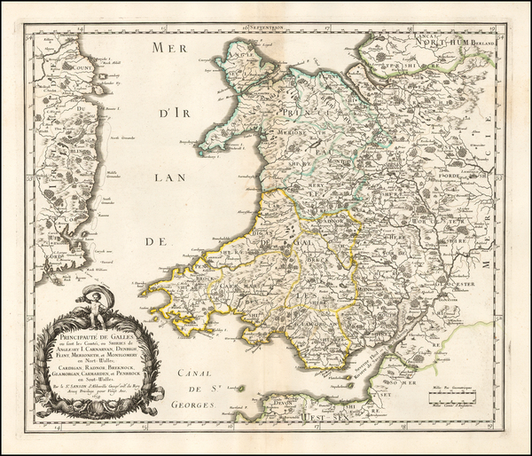 12-Wales Map By Nicolas Sanson