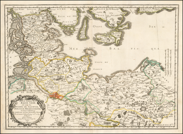 86-Denmark and Germany Map By Nicolas Sanson