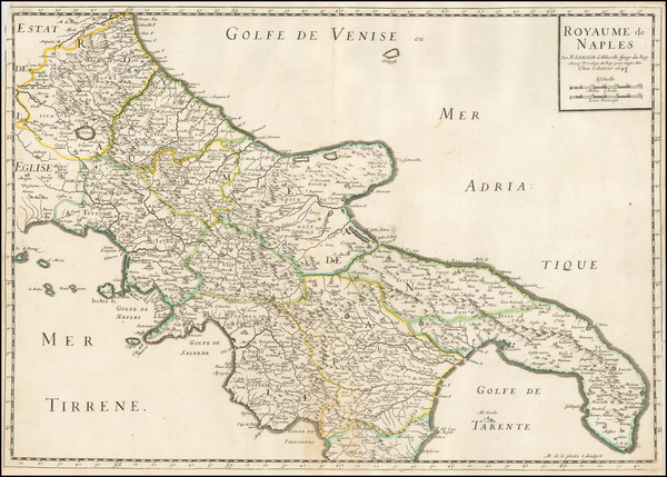 34-Southern Italy Map By Nicolas Sanson