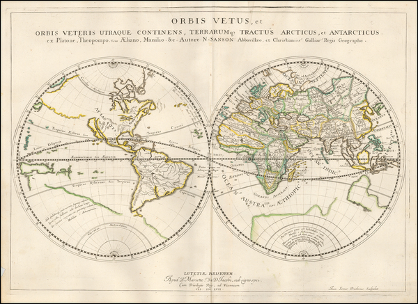 32-World and California as an Island Map By Nicolas Sanson