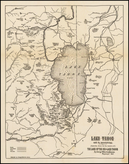 73-Nevada and California Map By George Wharton James