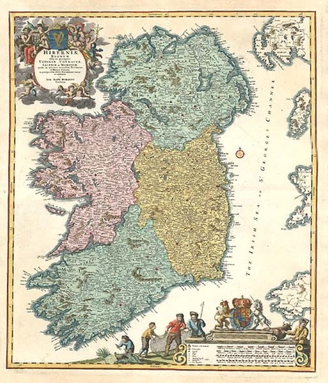 38-Ireland Map By Johann Baptist Homann