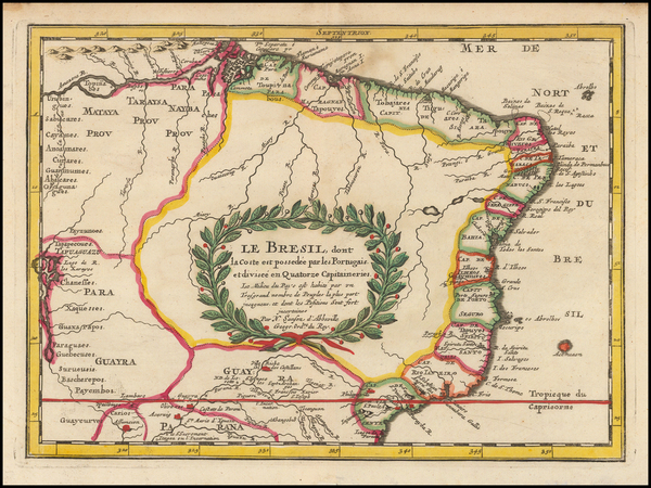 54-Brazil Map By Nicolas Sanson