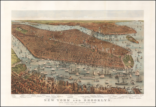 91-New York City Map By Nathaniel Currier  &  James Merritt Ives