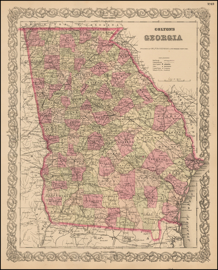 52-Southeast and Georgia Map By G.W.  & C.B. Colton