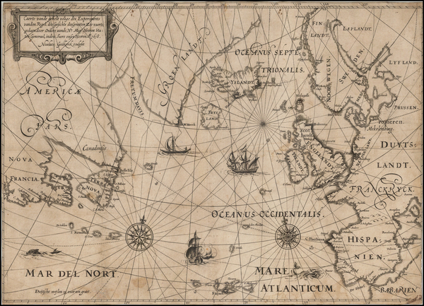 57-Atlantic Ocean and Canada Map By Nicholas Van Geelkercken