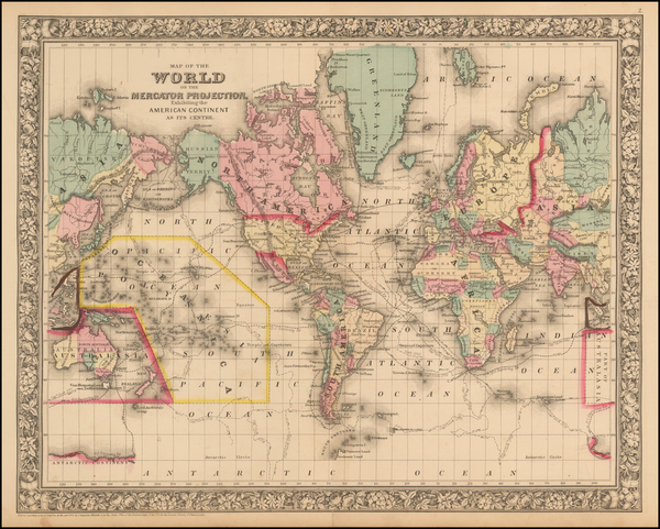 78-World and World Map By Samuel Augustus Mitchell Jr.