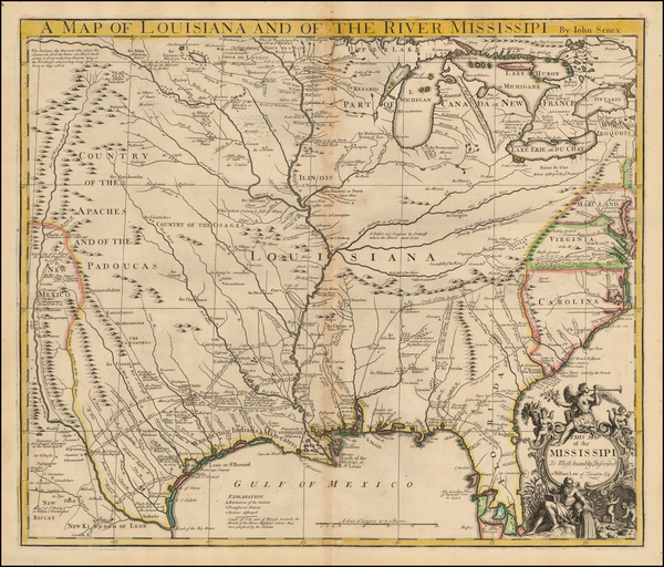 87-United States, South, Southeast, Texas, Midwest and Plains Map By John Senex