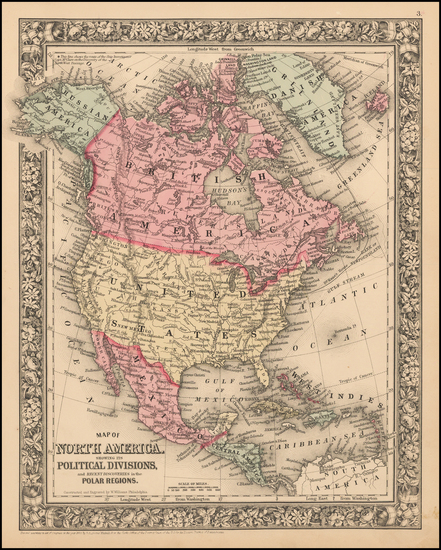 0-North America Map By Samuel Augustus Mitchell Jr.