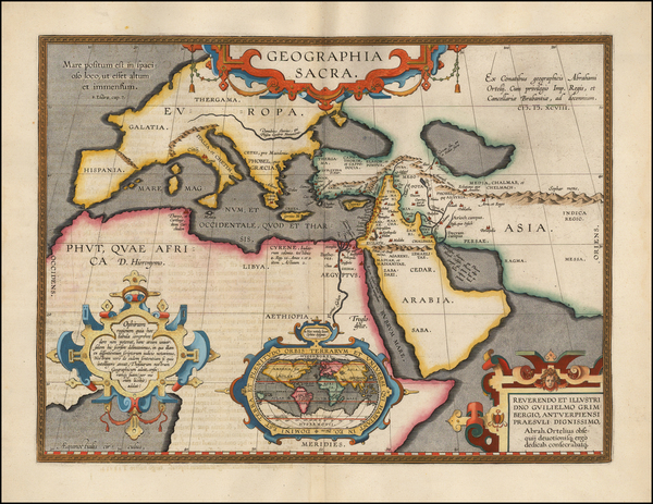 22-World, Europe, Europe, Middle East, Holy Land and Africa Map By Abraham Ortelius