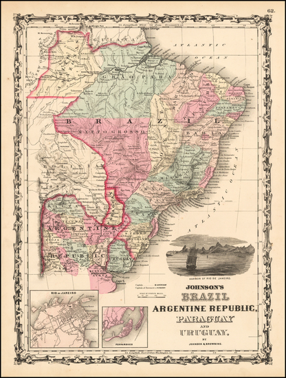 39-South America Map By Benjamin P Ward  &  Alvin Jewett Johnson