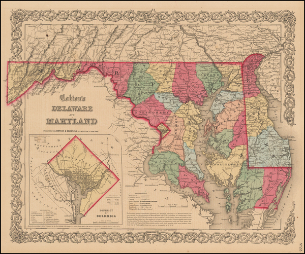 36-Maryland Map By Joseph Hutchins Colton