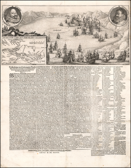 88-Caribbean, Cuba and Central America Map By Claes Janszoon Visscher