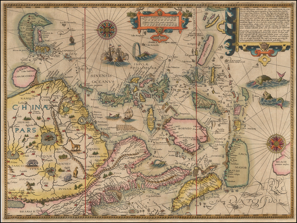 73-China, Japan, Korea, Southeast Asia and Philippines Map By Jan Huygen Van Linschoten