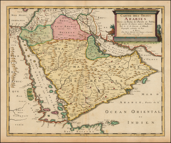 21-Arabian Peninsula Map By Pierre Mariette - Nicolas Sanson