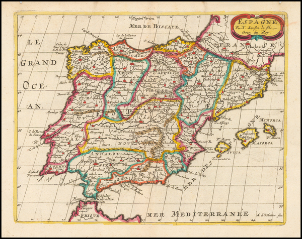 62-Spain Map By Nicolas Sanson