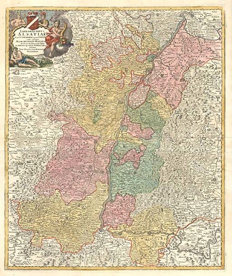 82-Europe, Switzerland, France and Germany Map By Johann Baptist Homann