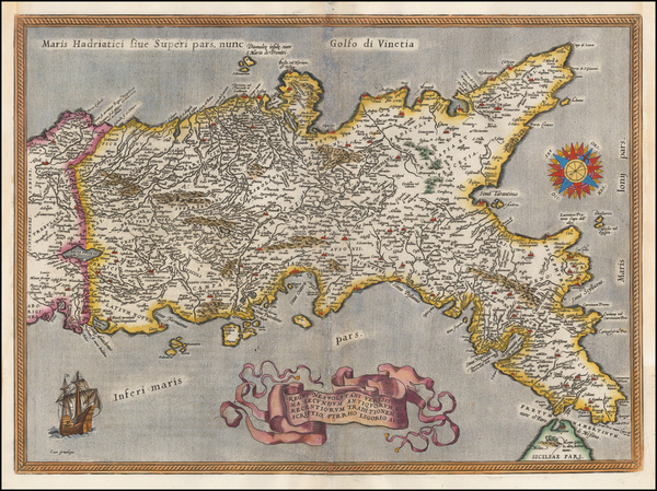 22-Southern Italy Map By Abraham Ortelius