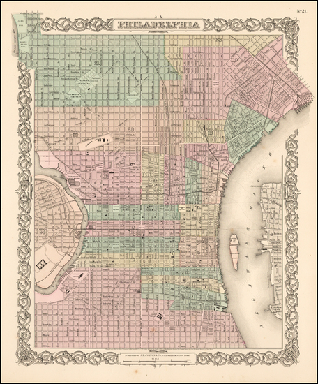 55-Mid-Atlantic and Philadelphia Map By Joseph Hutchins Colton