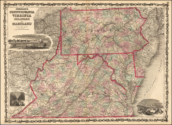 91-Mid-Atlantic and Southeast Map By Alvin Jewett Johnson  &  Ross C. Browning