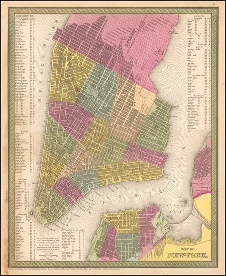 49-New York City Map By Thomas, Cowperthwait & Co.