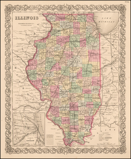 90-Midwest Map By Joseph Hutchins Colton