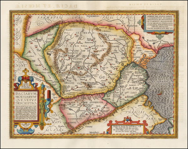 2-Romania and Balkans Map By Abraham Ortelius