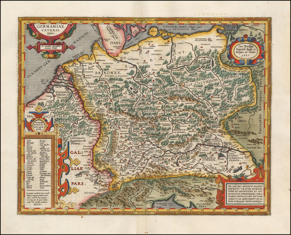 75-France, Poland, Baltic Countries and Germany Map By Abraham Ortelius