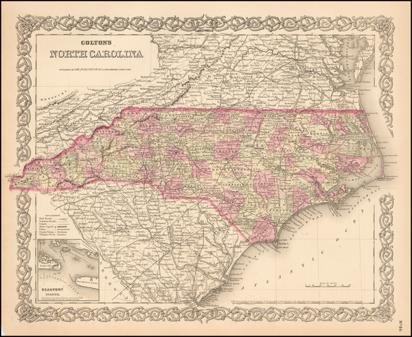 63-Southeast and North Carolina Map By G.W.  & C.B. Colton