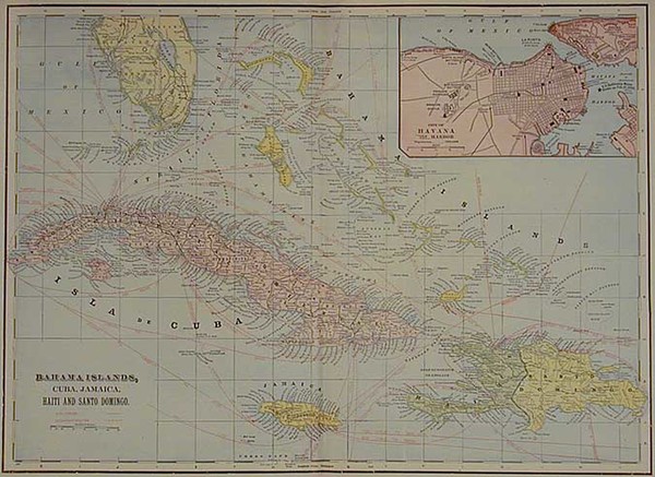 23-Caribbean Map By George F. Cram