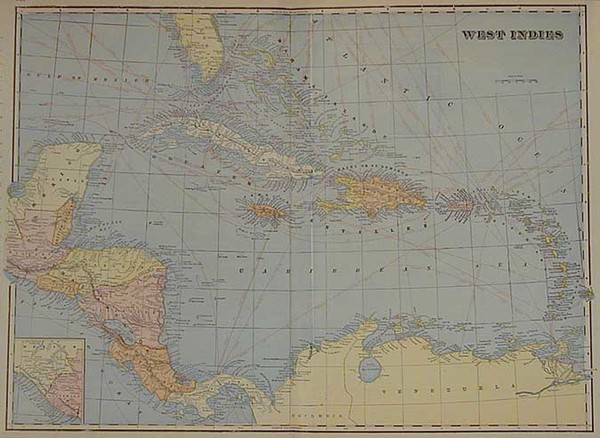 0-Caribbean Map By George F. Cram