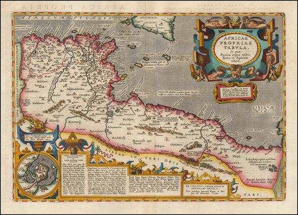 72-Mediterranean and North Africa Map By Abraham Ortelius