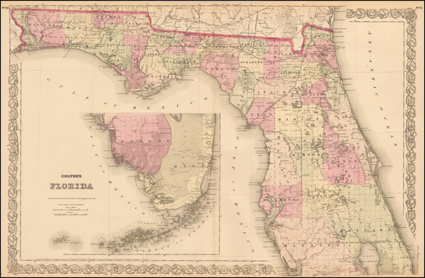 21-Florida Map By G.W.  & C.B. Colton