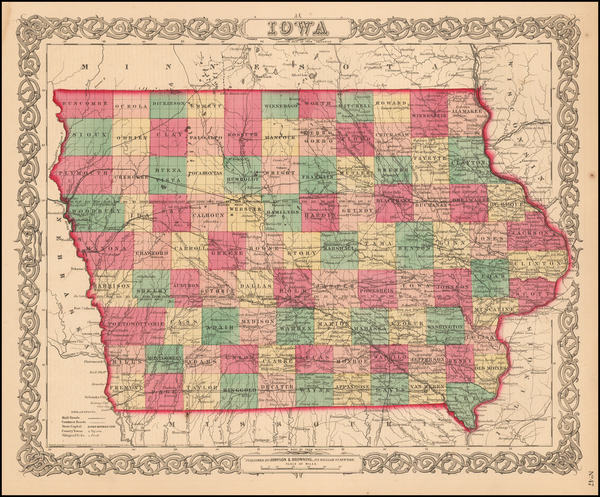 51-Midwest and Plains Map By Joseph Hutchins Colton