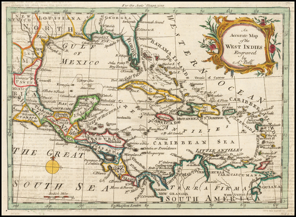 3-Florida, Caribbean and Central America Map By Scots Magazine / Andrew Bell