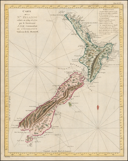 37-New Zealand Map By James Cook