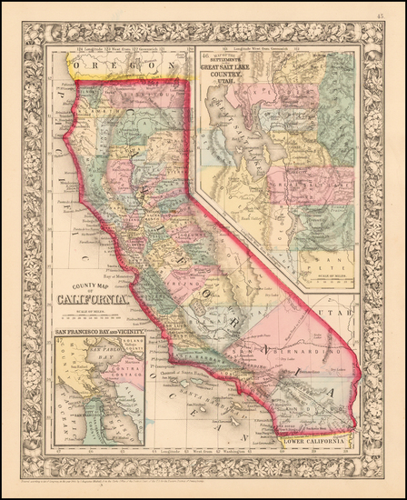 96-California Map By Samuel Augustus Mitchell Jr.