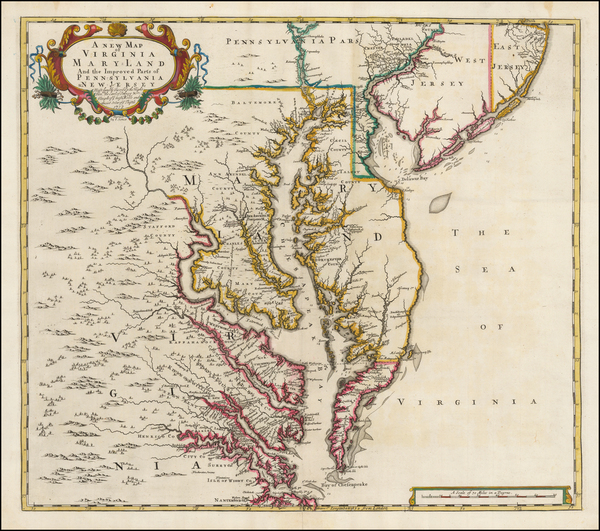 30-Mid-Atlantic, Maryland, Delaware, Southeast and Virginia Map By John Senex