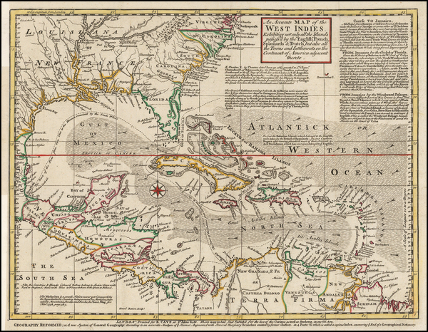 17-Florida, South, Southeast, Caribbean and Central America Map By Emanuel Bowen