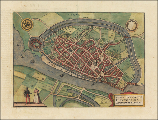 44-Netherlands Map By Georg Braun  &  Frans Hogenberg