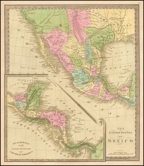 62-Texas, Southwest, Central America and California Map By Jeremiah Greenleaf